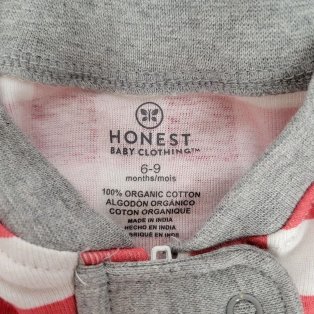 NEW Honest Baby Footie Pajama One Piece Red Buffalo Plaid Organic Cotton 6 9 Mos